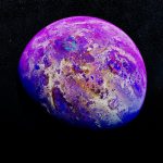 a purple and blue object floating in the air